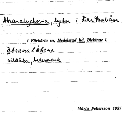 Bild på arkivkortet för arkivposten Abranalyckorna