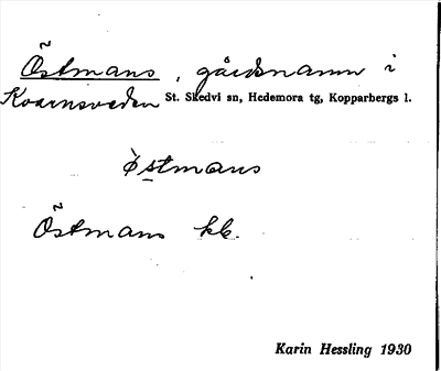 Bild på arkivkortet för arkivposten Östmans