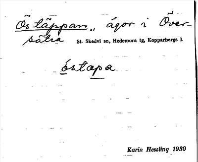 Bild på arkivkortet för arkivposten Östäppan