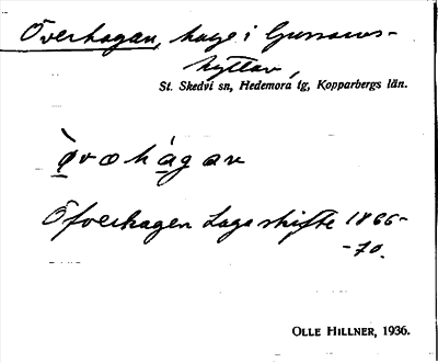 Bild på arkivkortet för arkivposten Överhagan