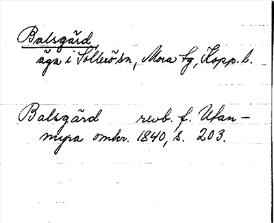 Bild på arkivkortet för arkivposten Balsgärd