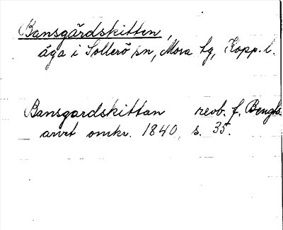 Bild på arkivkortet för arkivposten Bansgärdskitten