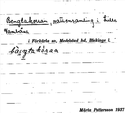 Bild på arkivkortet för arkivposten Bengtakorran