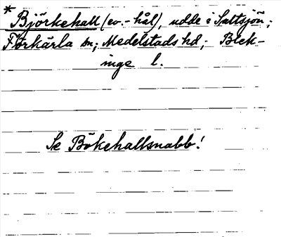Bild på arkivkortet för arkivposten *Björkehall (ev. -hål)