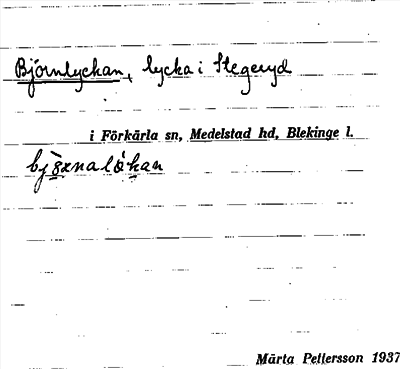 Bild på arkivkortet för arkivposten Björnlyckan