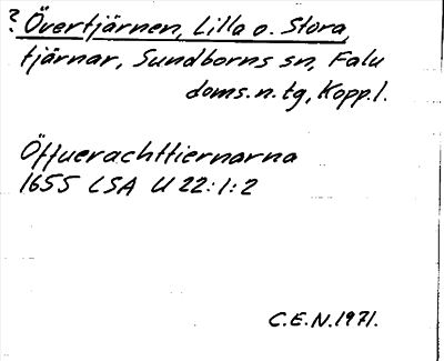 Bild på arkivkortet för arkivposten *Övertjärnen, Lilla o. Stora