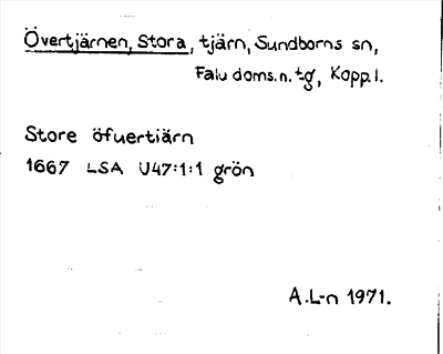 Bild på arkivkortet för arkivposten Övertjärnen, Stora
