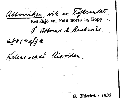 Bild på arkivkortet för arkivposten Abborviken