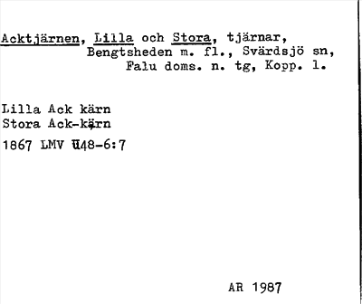 Bild på arkivkortet för arkivposten Acktjärn, Lilla och Stora