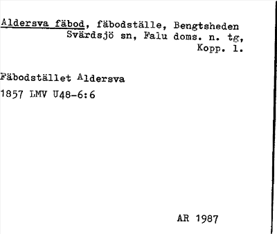 Bild på arkivkortet för arkivposten Aldersva fäbod