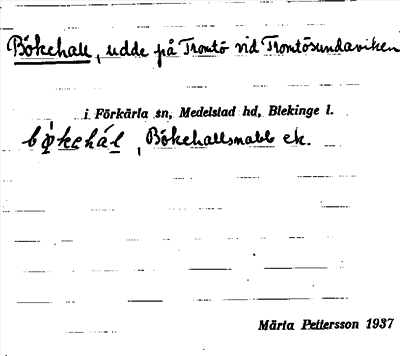 Bild på arkivkortet för arkivposten Bökehall