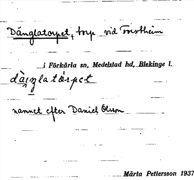 Bild på arkivkortet för arkivposten Dänglatorpet