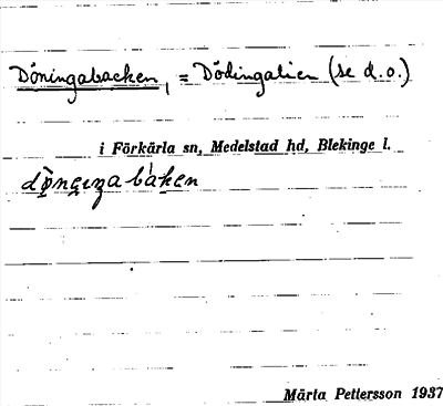 Bild på arkivkortet för arkivposten Döningabacken