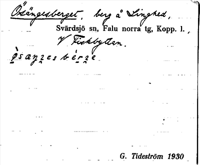 Bild på arkivkortet för arkivposten Ösängesberget