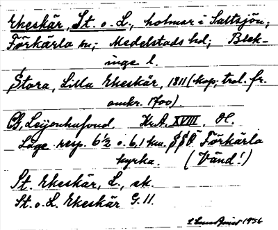 Bild på arkivkortet för arkivposten Ekeskär, St. o. L.