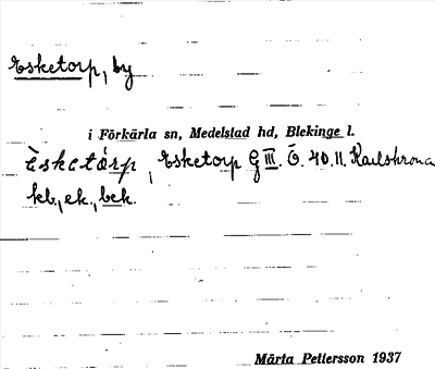 Bild på arkivkortet för arkivposten Esketorp
