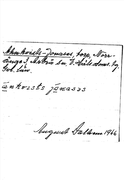 Bild på arkivkortet för arkivposten Ahnkvist-Jonases
