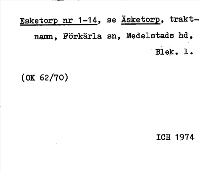 Bild på arkivkortet för arkivposten Esketorp