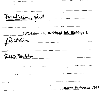 Bild på arkivkortet för arkivposten Forstheim