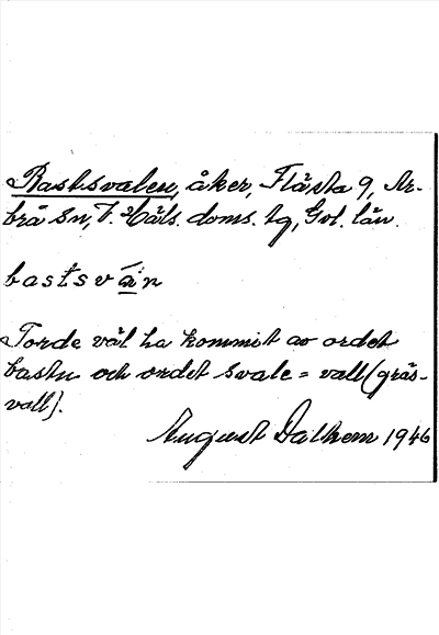 Bild på arkivkortet för arkivposten Bastsvalen