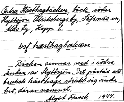 Bild på arkivkortet för arkivposten Östra Hästhagbäcken
