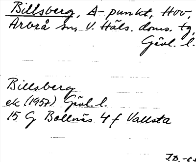Bild på arkivkortet för arkivposten Billsberg