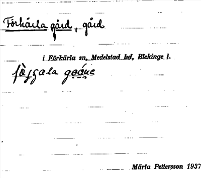 Bild på arkivkortet för arkivposten Förkärla gård