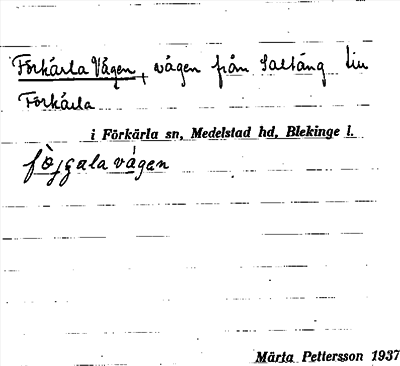Bild på arkivkortet för arkivposten Förkärla Vägen