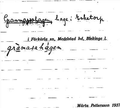 Bild på arkivkortet för arkivposten Granmassahagen