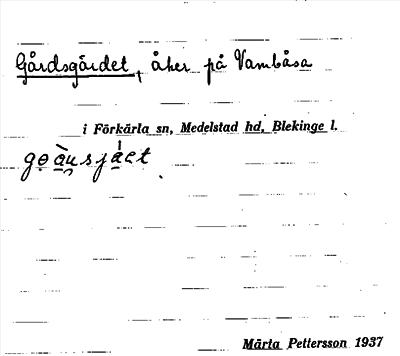 Bild på arkivkortet för arkivposten Gårdsgärdet