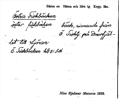 Bild på arkivkortet för arkivposten Östra Fiskbäcken