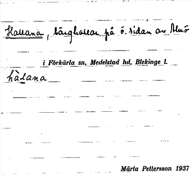 Bild på arkivkortet för arkivposten Hallana