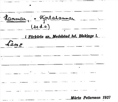 Bild på arkivkortet för arkivposten Hammar