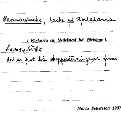 Bild på arkivkortet för arkivposten Hammarsbacke