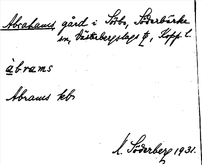 Bild på arkivkortet för arkivposten Abrahams
