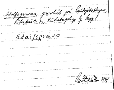 Bild på arkivkortet för arkivposten Adolfsgruvan