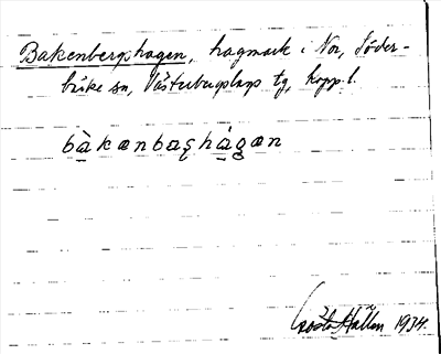 Bild på arkivkortet för arkivposten Bakenbergshagen