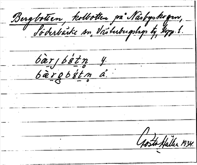 Bild på arkivkortet för arkivposten Bergbotten