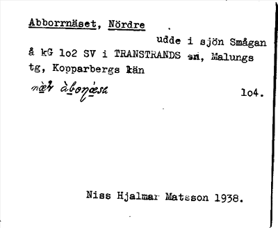 Bild på arkivkortet för arkivposten Abborrnäset, Nördre
