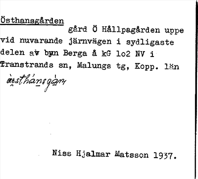 Bild på arkivkortet för arkivposten Östhansgården