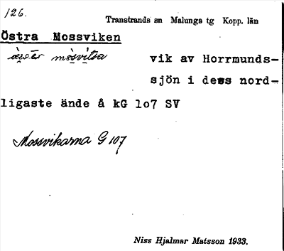 Bild på arkivkortet för arkivposten Östra Mossviken