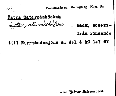 Bild på arkivkortet för arkivposten Östra Säternäsbäcken