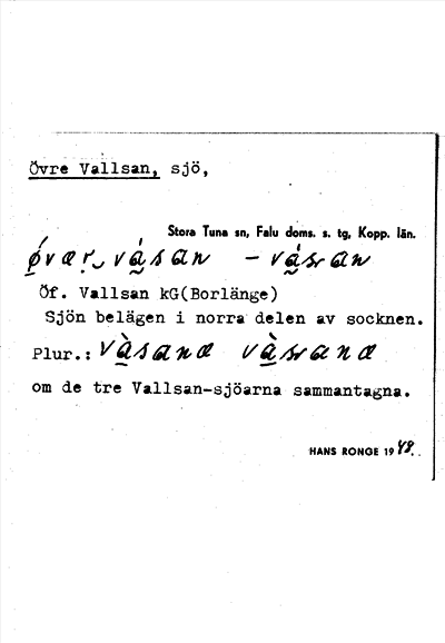 Bild på arkivkortet för arkivposten Övre Vallsan