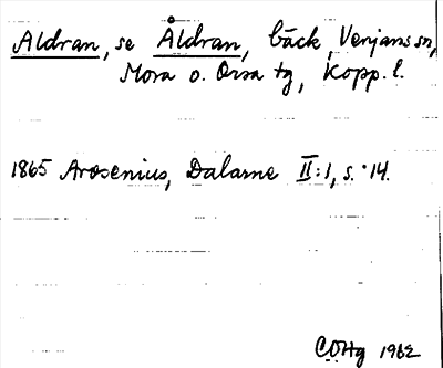 Bild på arkivkortet för arkivposten Aldran, se Åldran