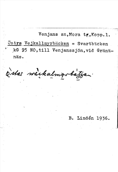 Bild på arkivkortet för arkivposten Östra Vejkallmyrbäcken