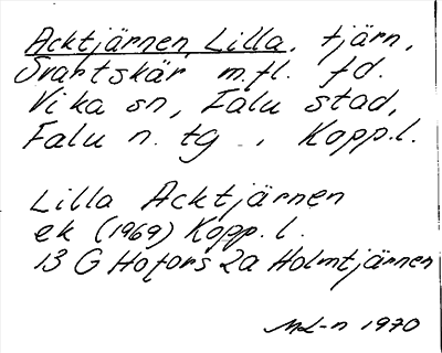 Bild på arkivkortet för arkivposten Acktjärnen, Lilla