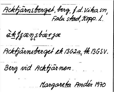 Bild på arkivkortet för arkivposten Acktjärnsberget