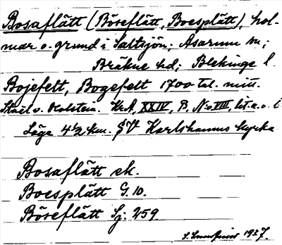 Bild på arkivkortet för arkivposten Bosaflätt (Böseflätt, Boesplätt)