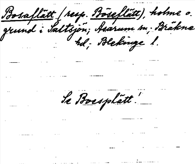 Bild på arkivkortet för arkivposten Bosaflätt (resp. Böseflätt)