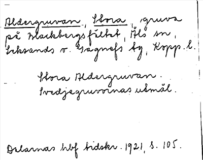 Bild på arkivkortet för arkivposten Aldergruvan, Stora